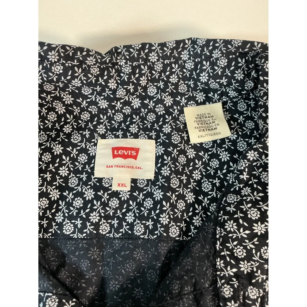 Levi's Men's Premium Short Sleeve Blue Micro Floral Button Down Shirt Size XXL